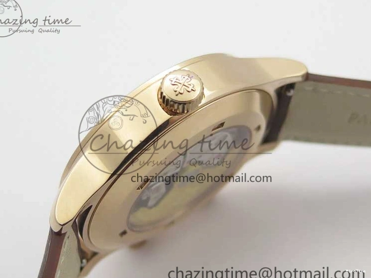 MIROTIME 1219 Calatrava 5524R Pilot Travel Time RG GRF Brown Dial on Brown Leather Strap MIYOTA TopPick 7155